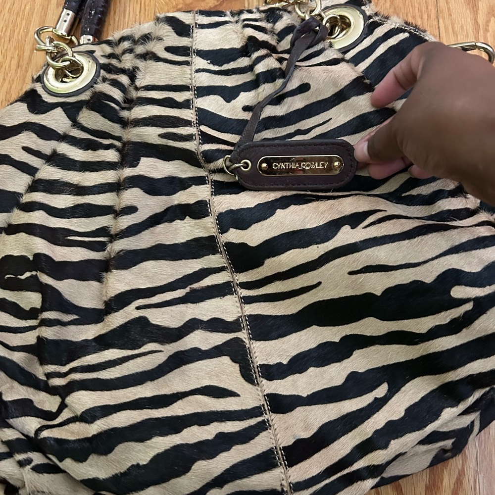 AS IS Cynthia Rowley Zebra-Print Shoulder Bag in Black and Cream